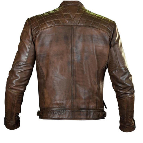 Bravo Bros Roan Men’s Distressed Brown Moto Leather Jacket