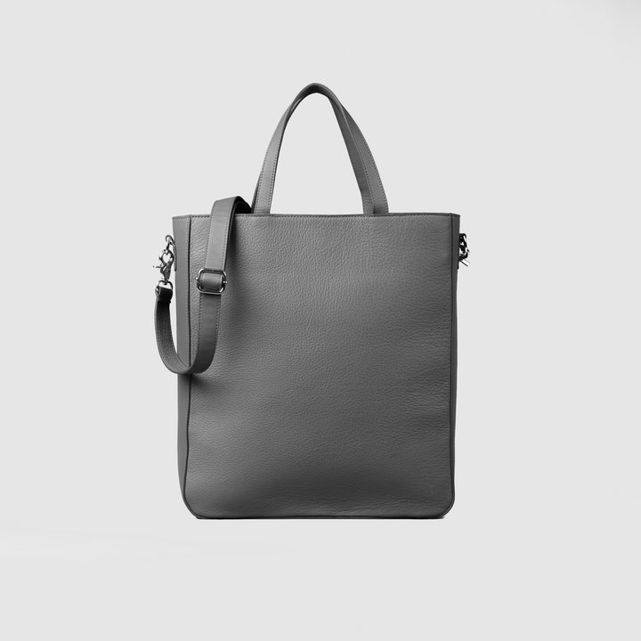 Poet Grey Leather Tote Bag