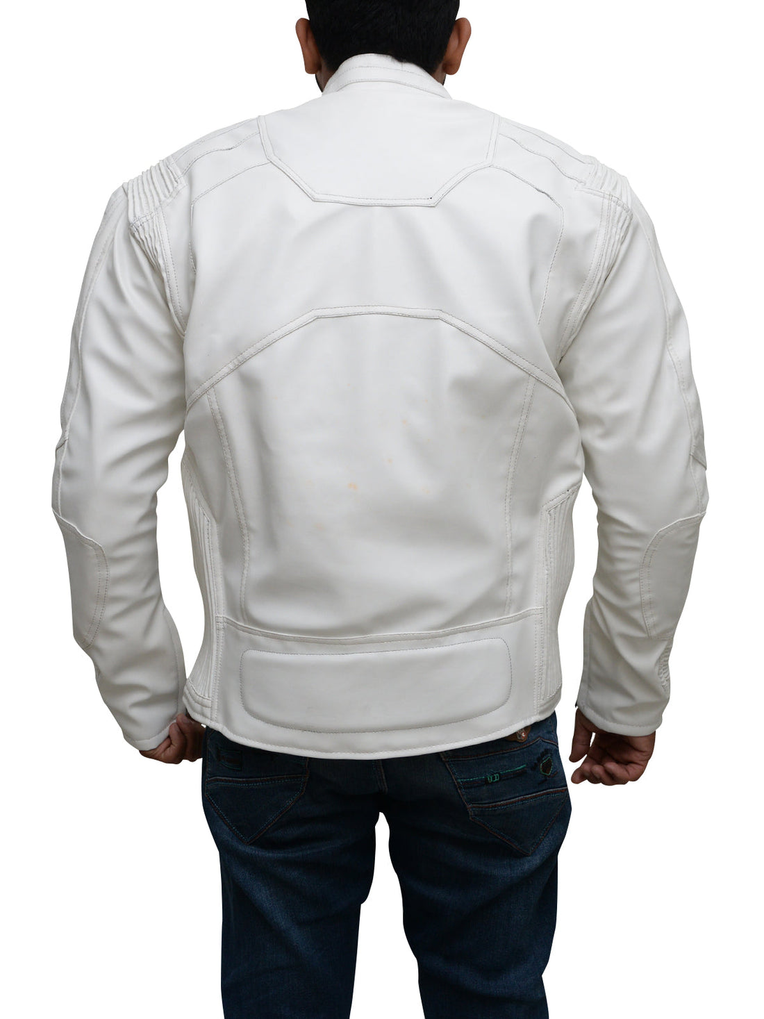 Bravo Bros Men’s Pure White Biker Leather Jacket