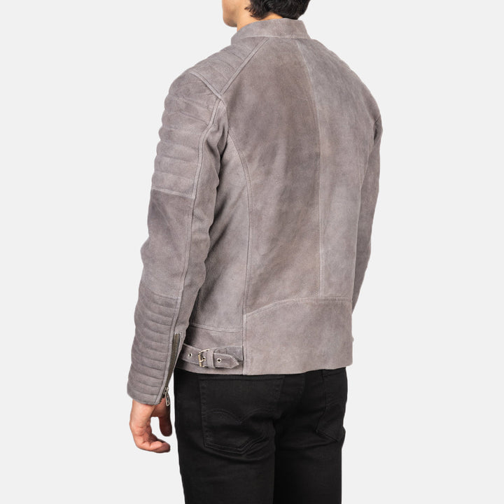 Bravo Bros. Damian Grey Suede Biker Jacket – Modern Luxury Moto Style