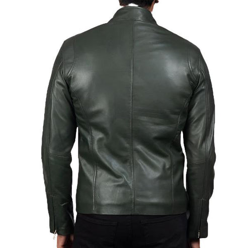 Bravo Bros Ionic Men’s Green Biker Leather Jacket