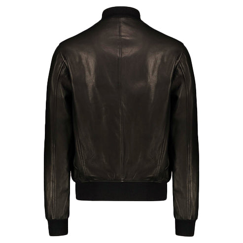 Men’s Vintage Black A-1 Flight Lambskin Leather Bomber Jacket