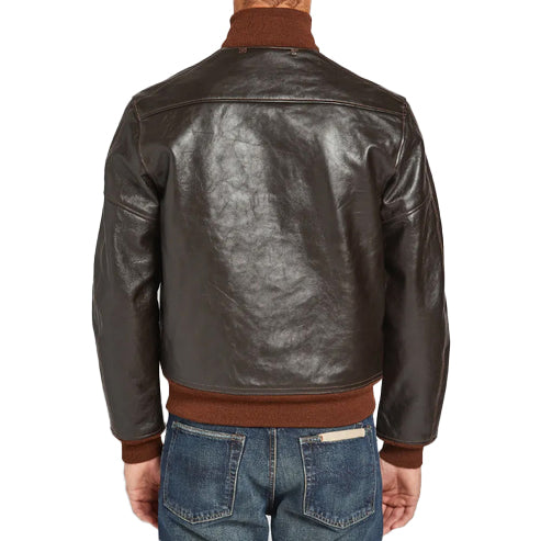 Men’s Vintage Brown A-1 Flight Leather Bomber Jacket