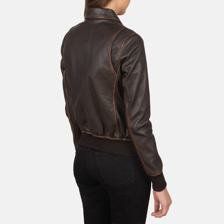 Women’s Westa A-2 Brown Leather Bomber Jacket – Vintage Aviator Style