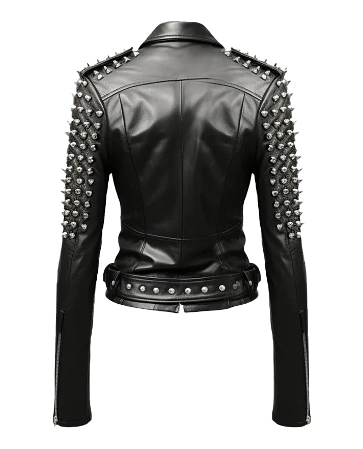 Women’s Black Studded Leather Jacket – Bold & Edgy by Bravo Bros