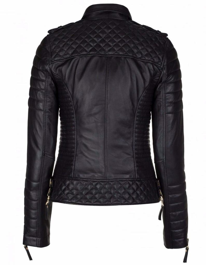 Women’s Black Studded Slim Fit Leather Motorcycle Jacket – Bold Moto Style by Bravo Bros