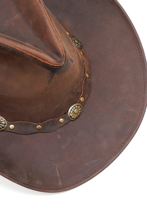 Bravo Bros Rustic Brown Premium Western Leather Cowboy Hat