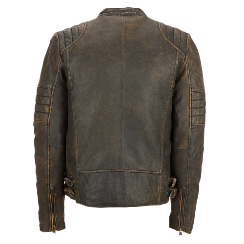 Men’s Brown Distressed Rivet Motorcycle Leather Jacket – Bravo Bros