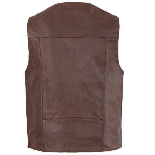 Men’s Vintage Dark Brown Leather Biker Vest
