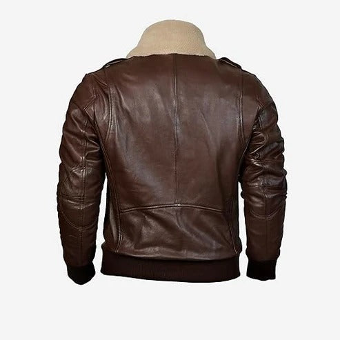 Men’s Classic Brown Aviator Sheepskin Bomber Jacket