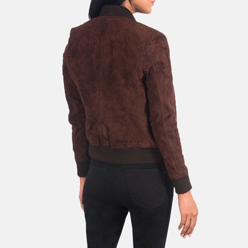 Bliss Brown Suede Bomber Jacket – Timeless Soft Leather Style