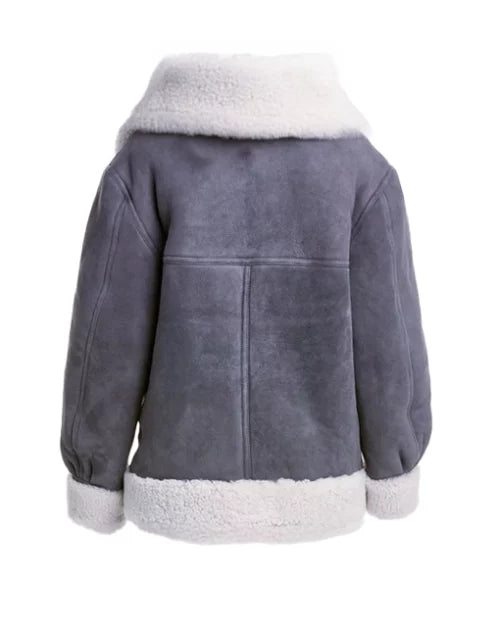 Women’s Grey Suede Leather Jacket – Elegant & Modern