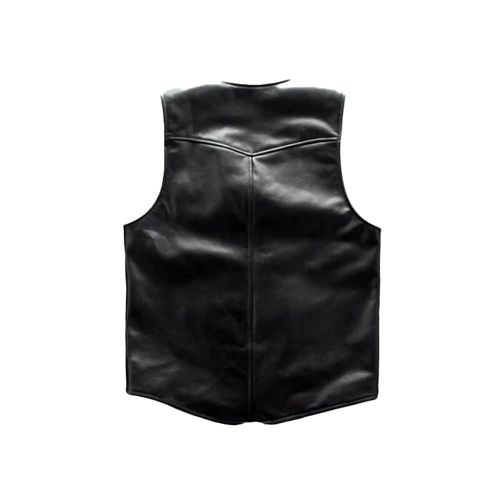 Men’s Classic Black Motorcycle Leather Vest