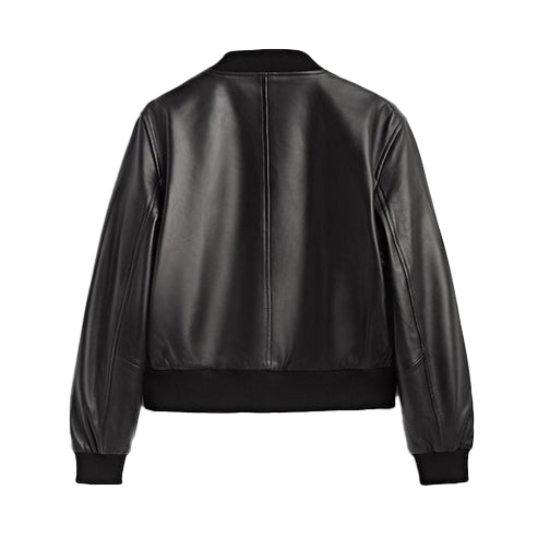 Men’s Classic Black Leather Bomber Jacket