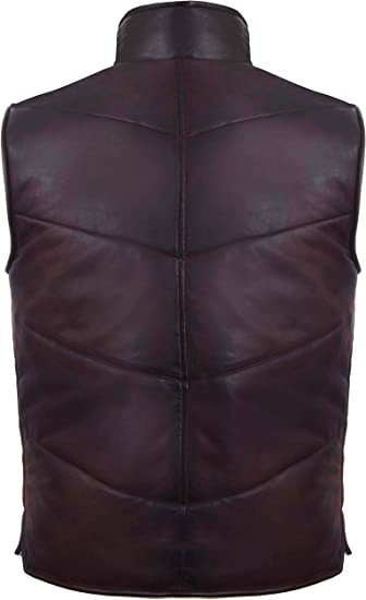 Men’s Maroon Puffer Leather Vest