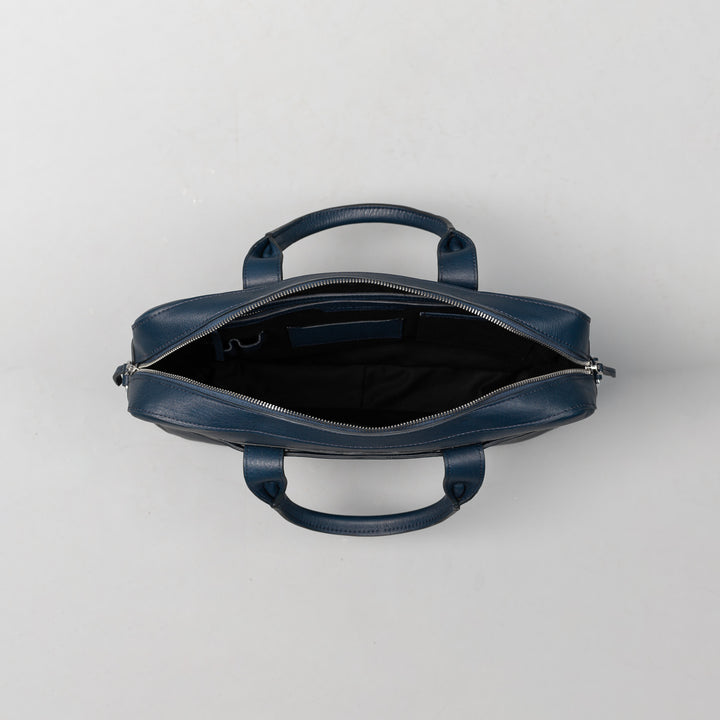 Captain Midnight Blue Leather Briefcase – Executive Business Style