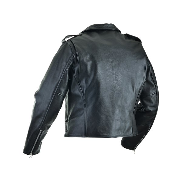 Women’s Black Café Racer Leather Biker Jacket with Cross Zipper – Bravo Bros
