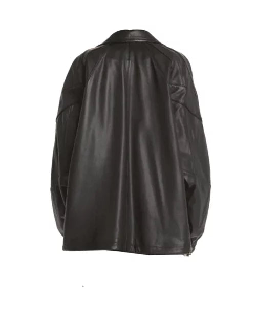 Women’s Oversized Leather Bomber Jacket – Bold & Stylish