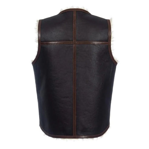 Bravo Bros Men’s Dark Brown Shearling Leather Vest