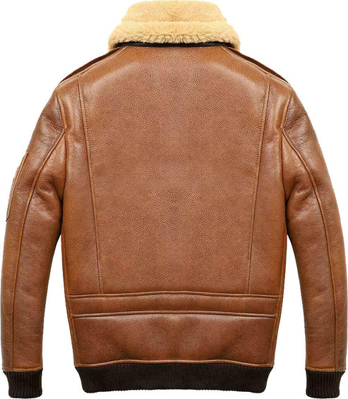Men’s Aviator Camel Brown A2 Shearling Bomber Jacket