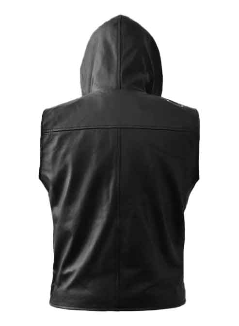 Men’s Leather Hooded Vest – Premium Urban Rider Style