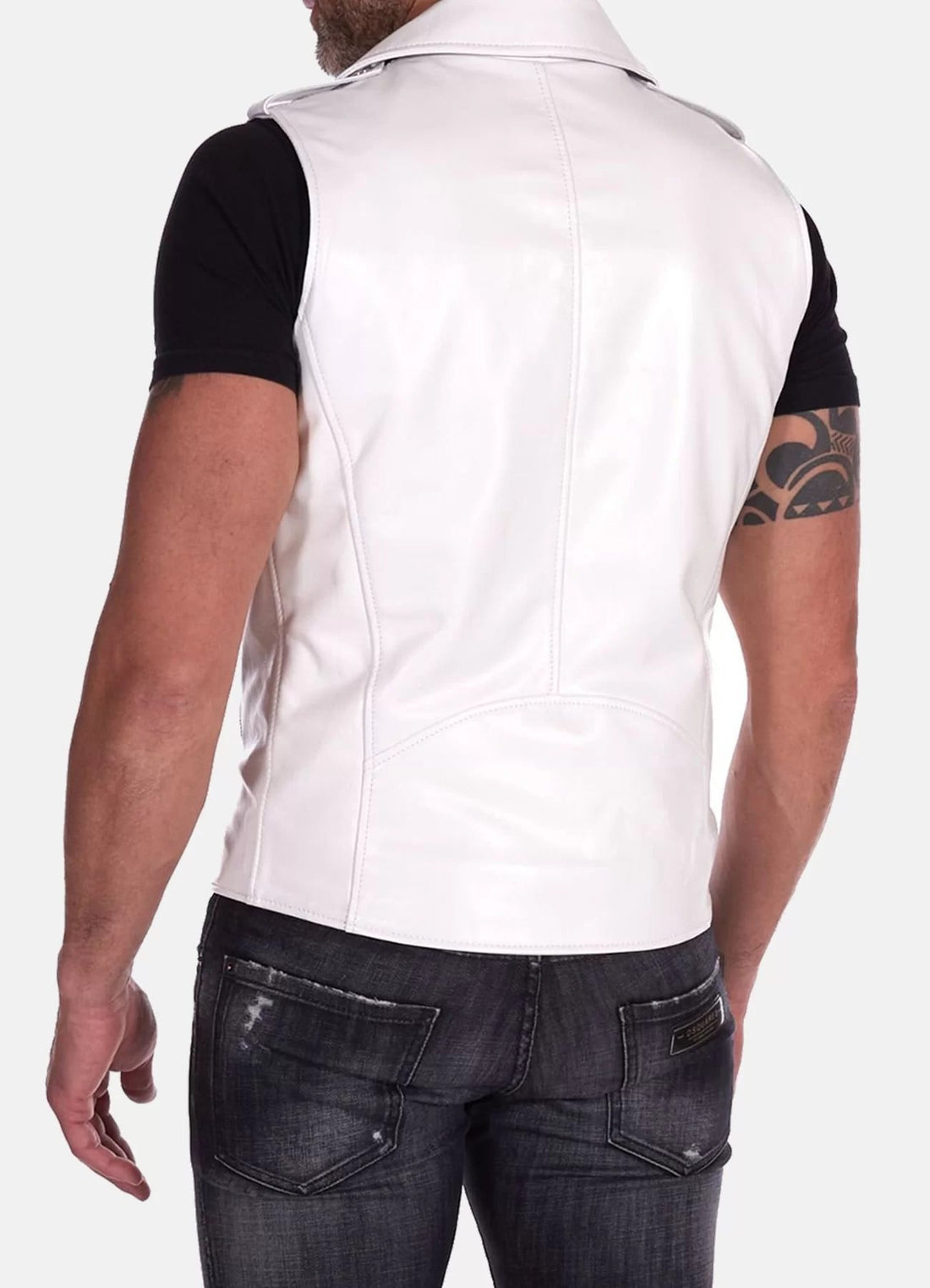 Bravo Bros Men’s White Leather Biker Vest