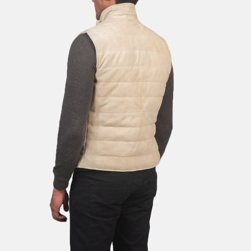 Tony Men’s Off-White Suede Leather Vest – Premium Minimal Style