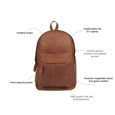 Bravo Bros Men’s Classic Brown Leather Backpack – Timeless & Durable