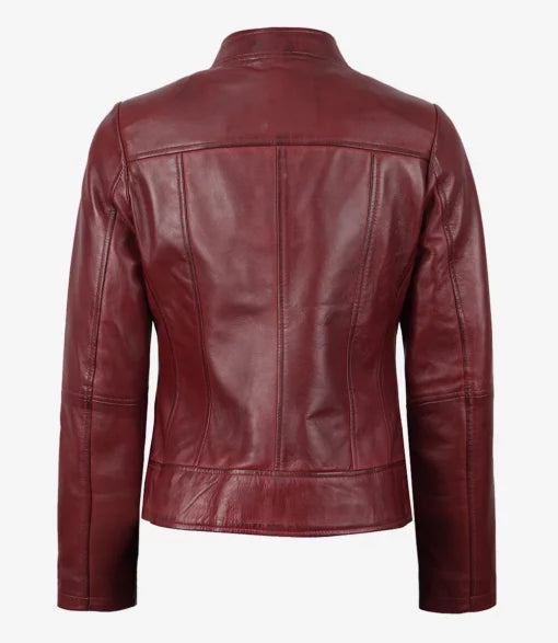 Women’s Slim Fit Burgundy Leather Jacket