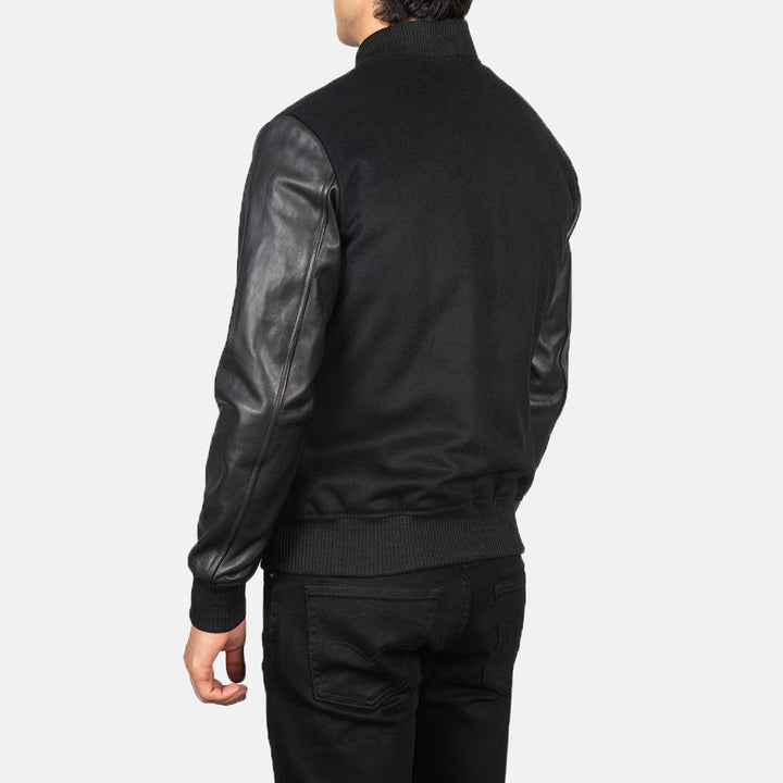 Bravo Bros Men’s Black Hybrid Varsity Jacket