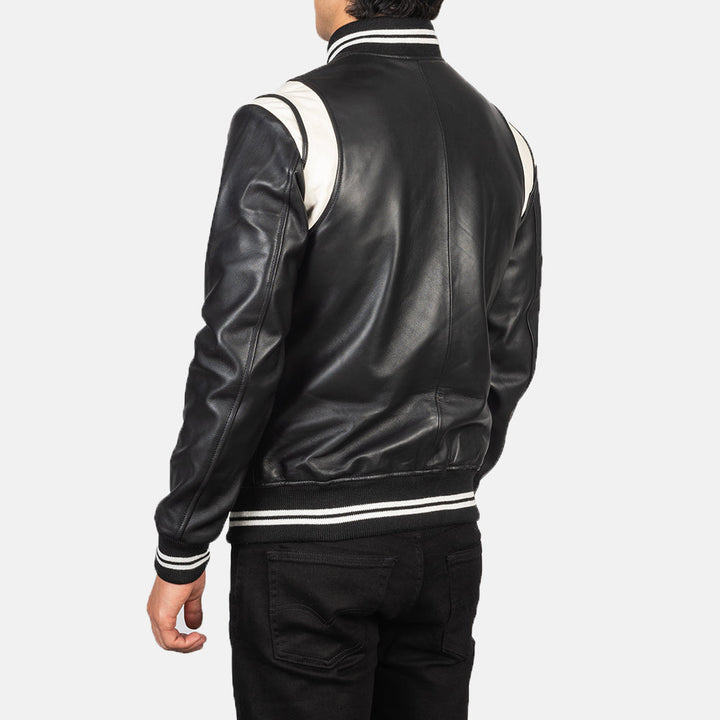 Bravo Bros Men’s Classic Black Leather Varsity Jacket