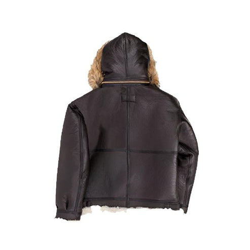 Men’s B-3 Hooded Sheepskin Bomber Leather Jacket