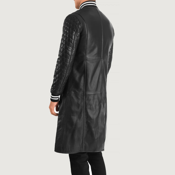 Bravo Bros Men’s Black Leather Varsity Coat