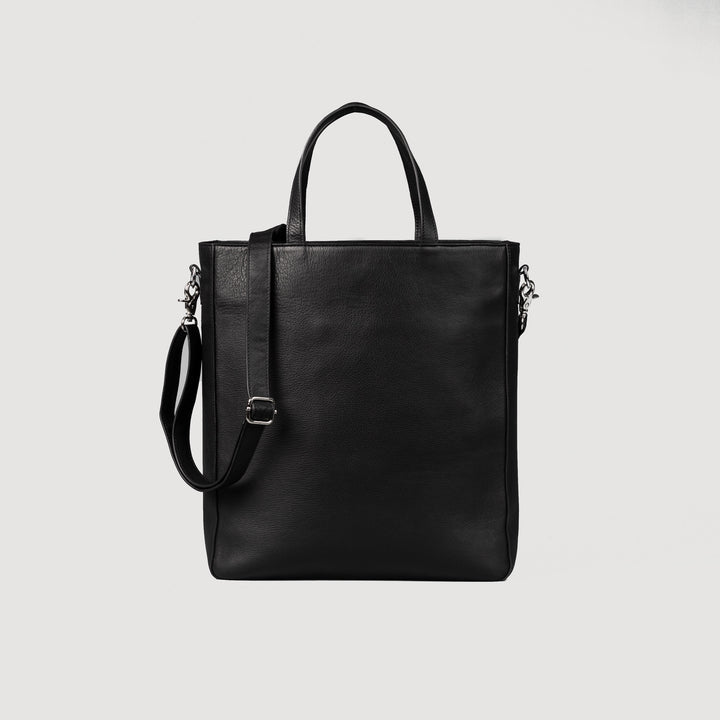 Poet Black Leather Tote Bag – Elegant Everyday Carry