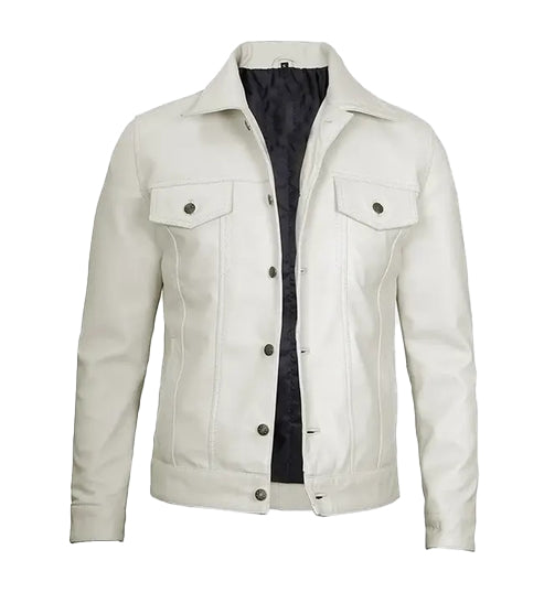 Men’s Off-White Leather Trucker Jacket