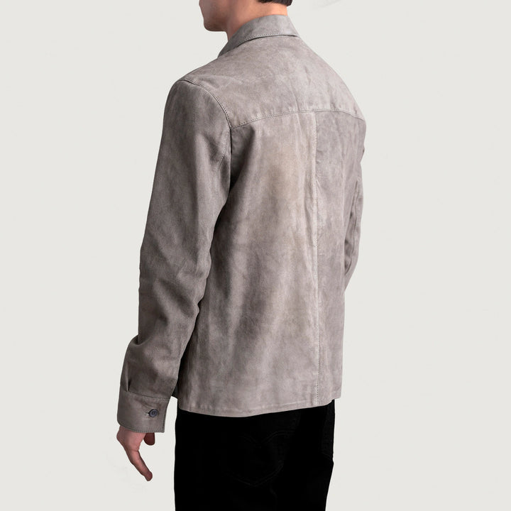 Scout Grey Suede Leather Shirt Jacket – Premium Soft Touch Style