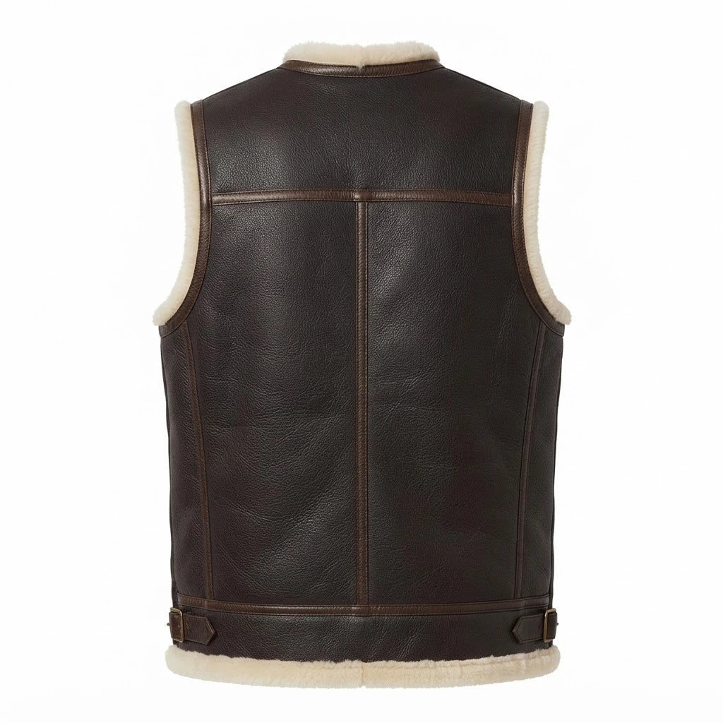 Men’s Dark Brown Shearling Leather Vest