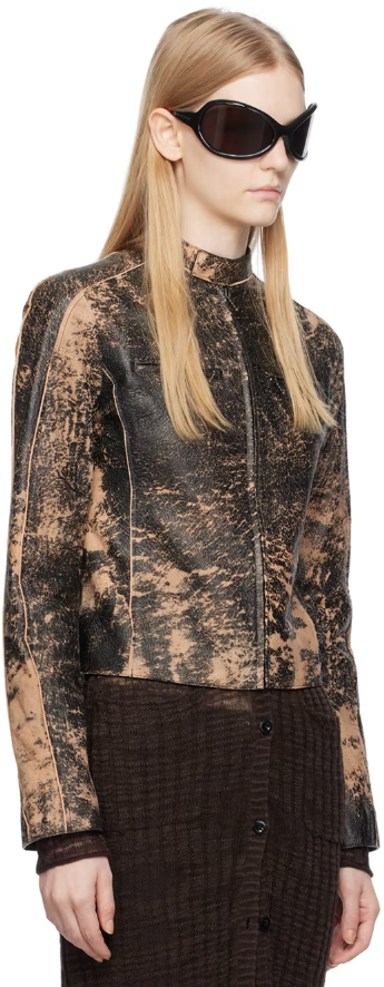 Bravo Bros Women’s Distressed Black Motorcycle Leather Jacket