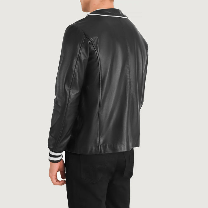 Bravo Bros Men’s Black Leather Varsity Jacket – Classic Edition