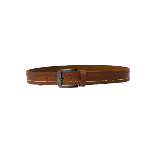 The Best Dark Brown Leather Belt with Contrast Stitching