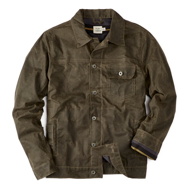 Men’s Flannel-Lined Waxed Leather Trucker Jacket