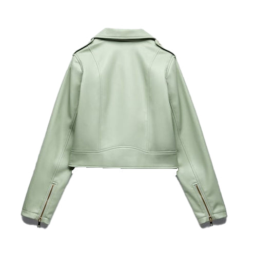 Bravo Bros Women’s Green Lambskin Leather Riding Biker Jacket