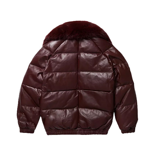 Men’s Burgundy Leather V-Bomber Jacket