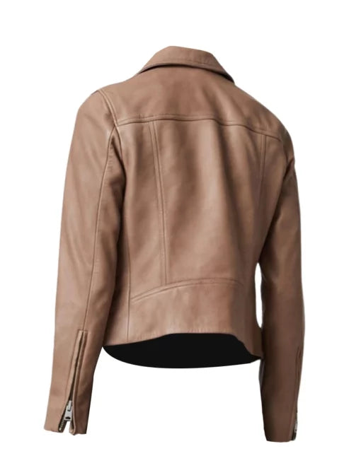 Emily Women’s Black Leather Motorcycle Jacket