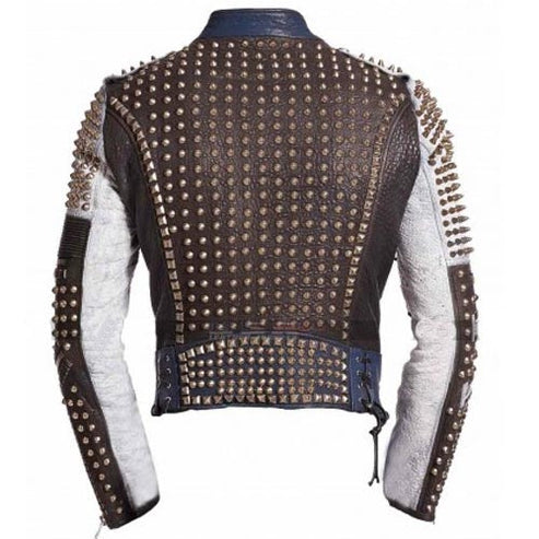 Men’s Golden Studded Multicolor Moto Jacket