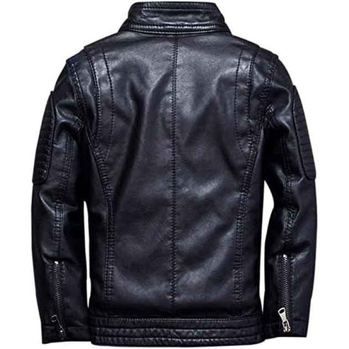 Men’s Black Studded Shoulder Biker Leather Jacket