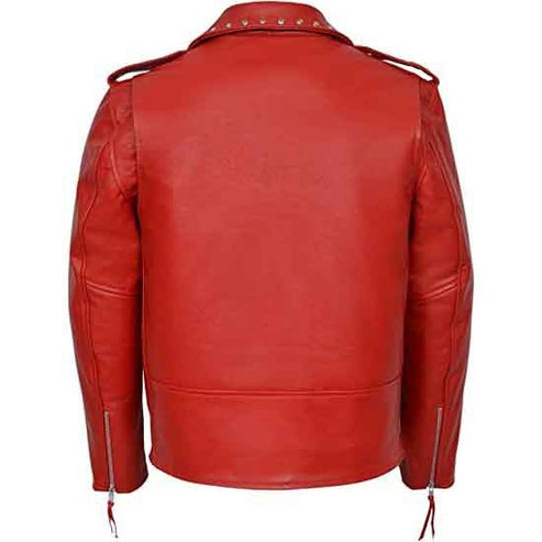 Men’s Red Cowhide Designer Biker Leather Jacket