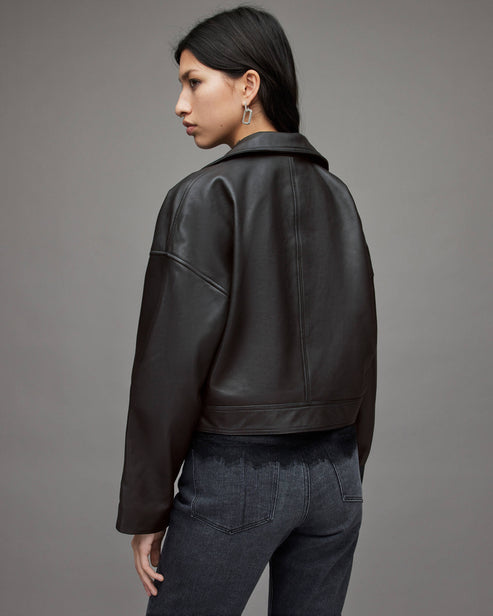 Bravo Bros Women’s Classic Black Biker Leather Jacket