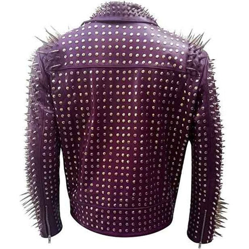 Men’s Studded Rocker Biker Leather Jacket