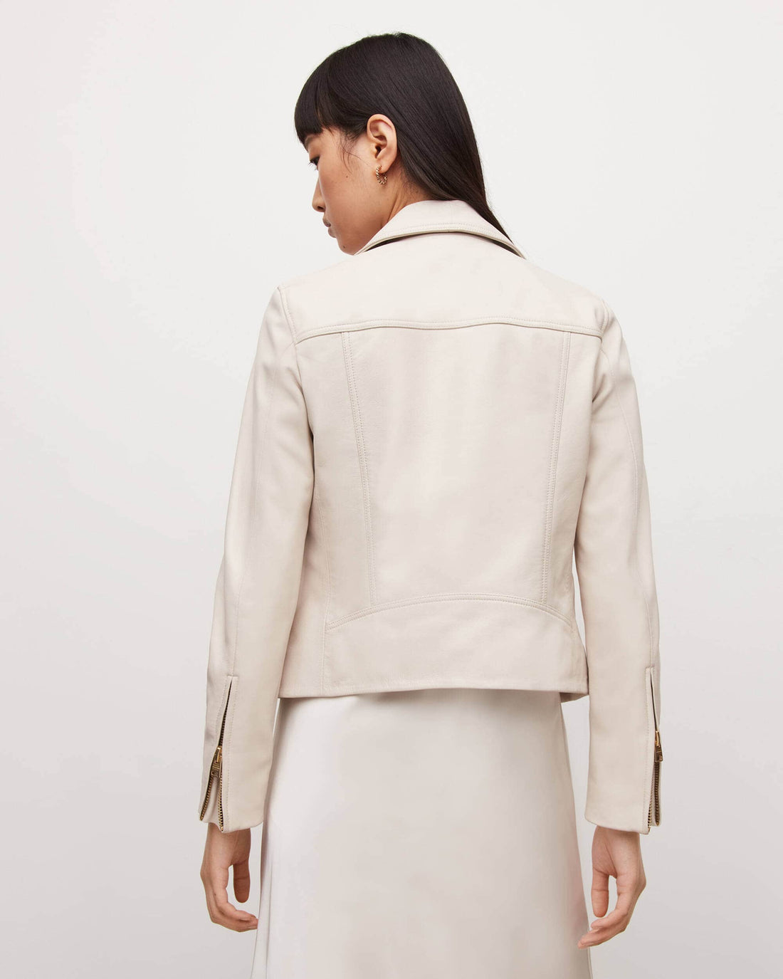 Bravo Bros Women’s Beige Leather Biker Jacket